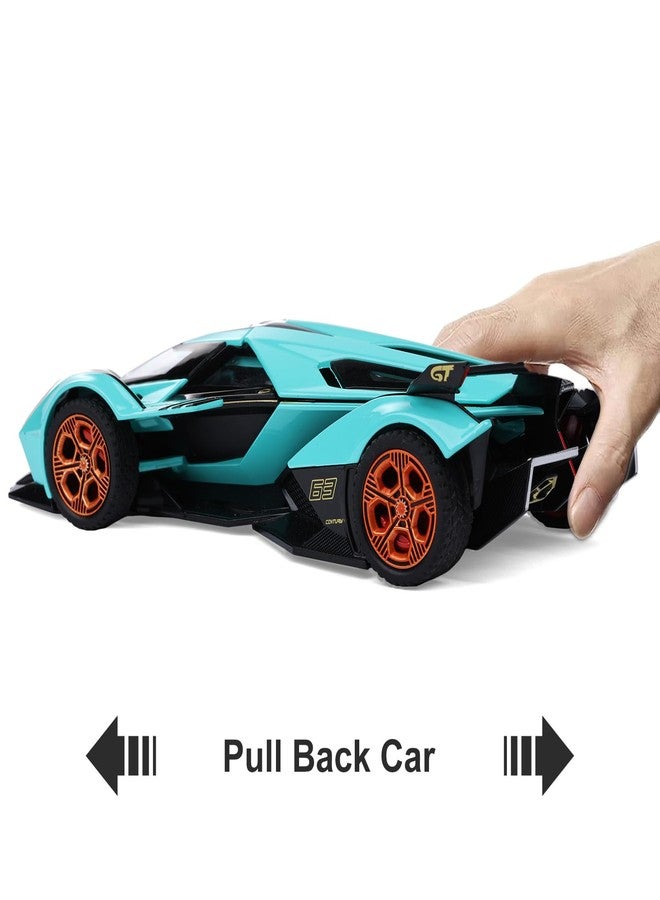 SASBSC Toy Cars Lambo V12 Sports Car Toy with Light and Sound Diecast Metal Model Cars for 3+ Year Old Boys Pull Back Race Car Gift Toys for Kids Ages 3+ (Blue) - Image 3